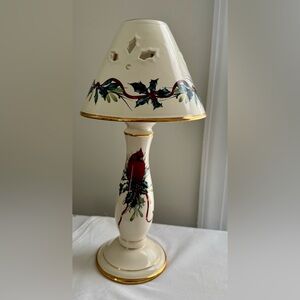 Lenox Holiday Lamp with Cardinal and Holly Design